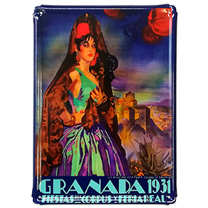 Ref: 398 - Placa Metálica - Postal Vintage - ¨Fiestas del Corpus y Feria Real 1931¨ Granada